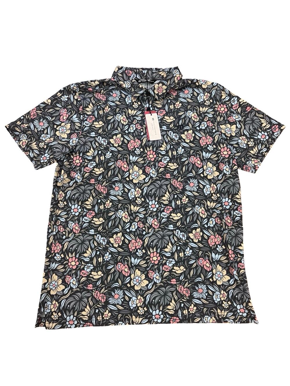 TravisMathew Featherweight Day Cruise Polo XL Black Floral NWT Golf Shirt